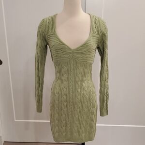 H&M Divided Light Green Cable Knit Sweater Dress Size XL new with tags